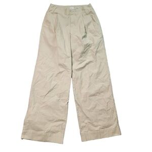 A New Day Khaki Pleated High Waisted Wide Leg Pants Size 2